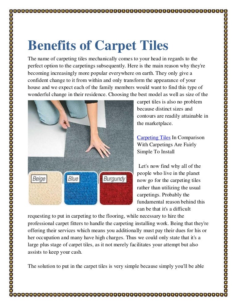 Benefits of carpet tiles