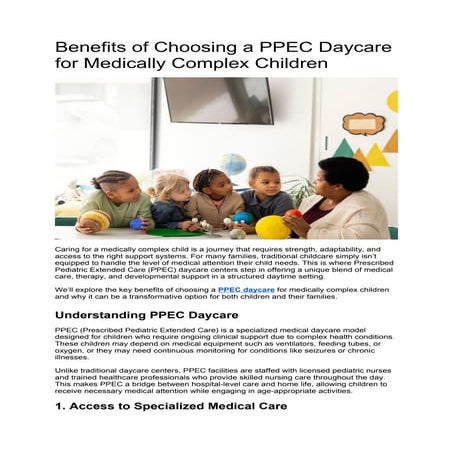 Comprehensive Benefits of PPEC Daycare for Medically Complex Children ...