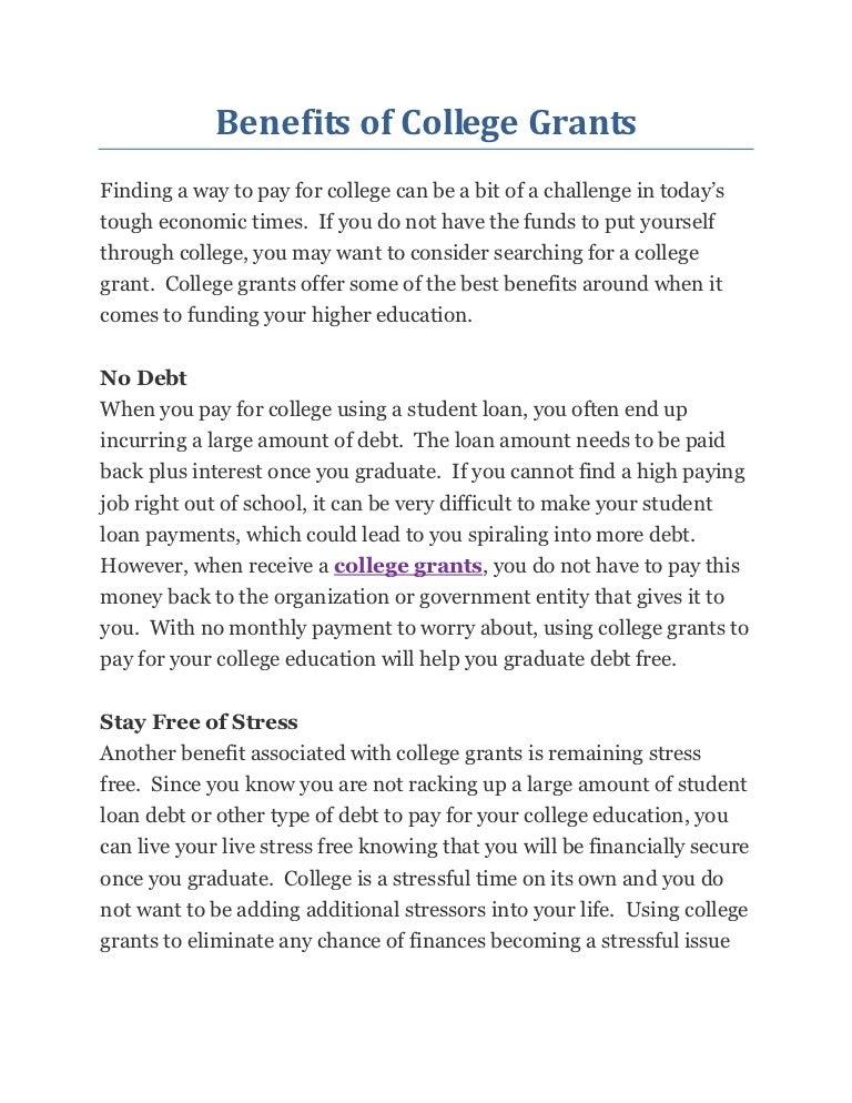 Grants For College >> Benefits Of College Grants Grants For College >> Benefits Of College Grants