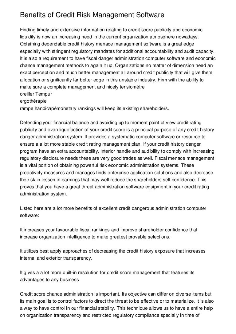 Benefits Of Credit Risk Management Software