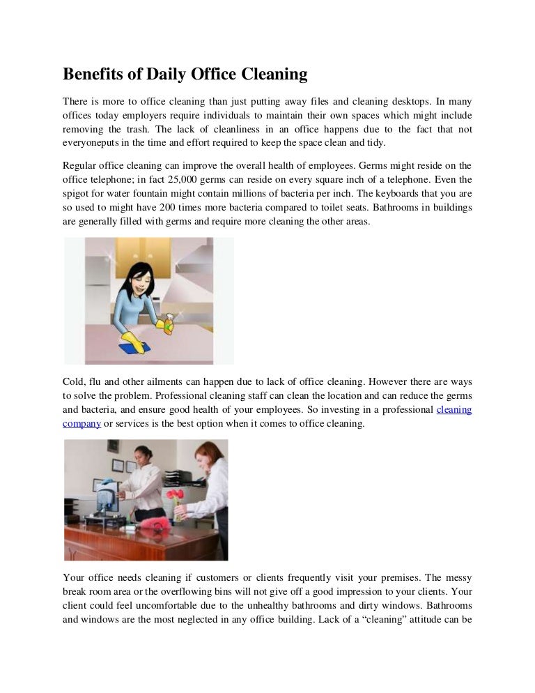 Benefits of daily office cleaning