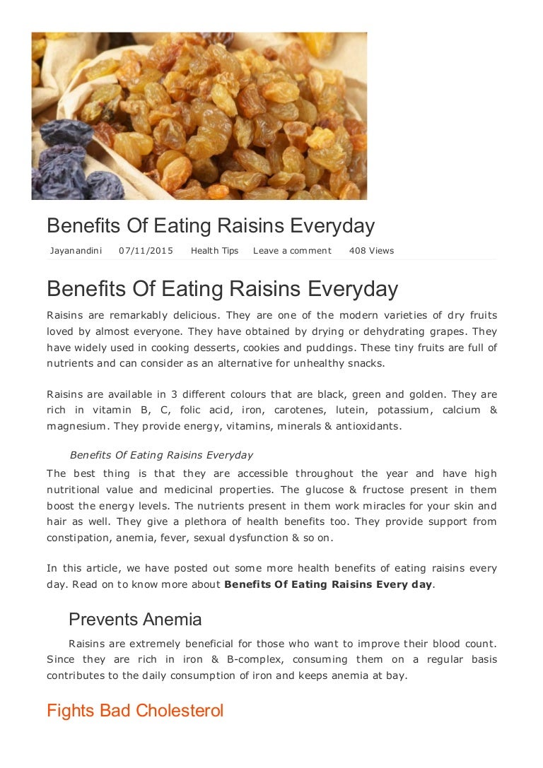 Benefits of eating raisins everyday