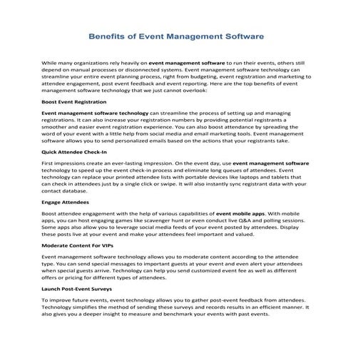 Benefits of Event Management Software