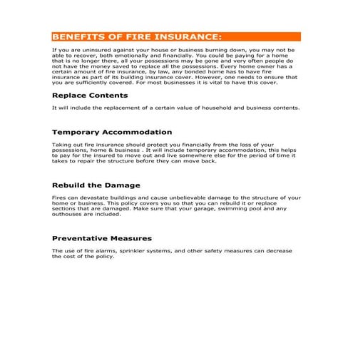 Benefits of fire insurance | DOC