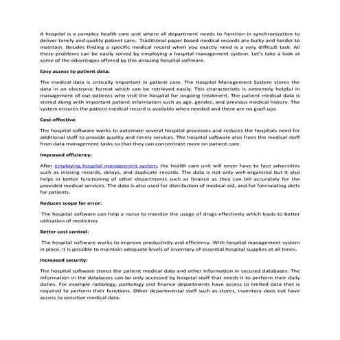 Benefits of having a hospital information system in place