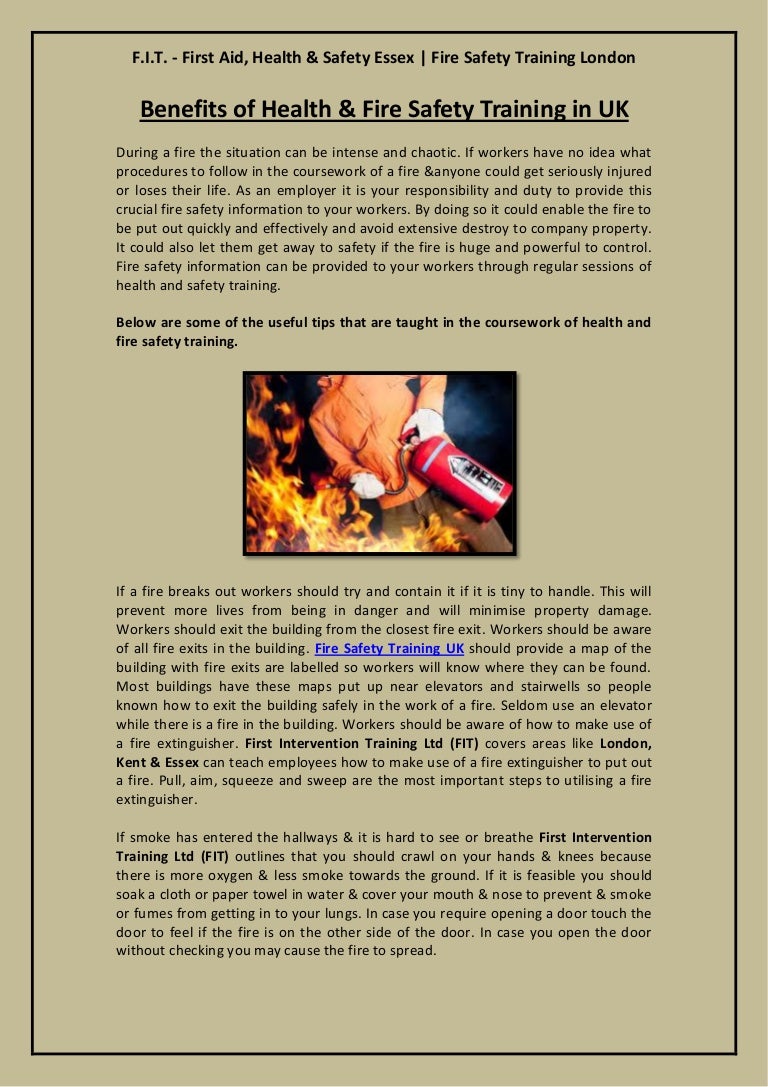 Benefits of Health & Fire Safety Training in UK