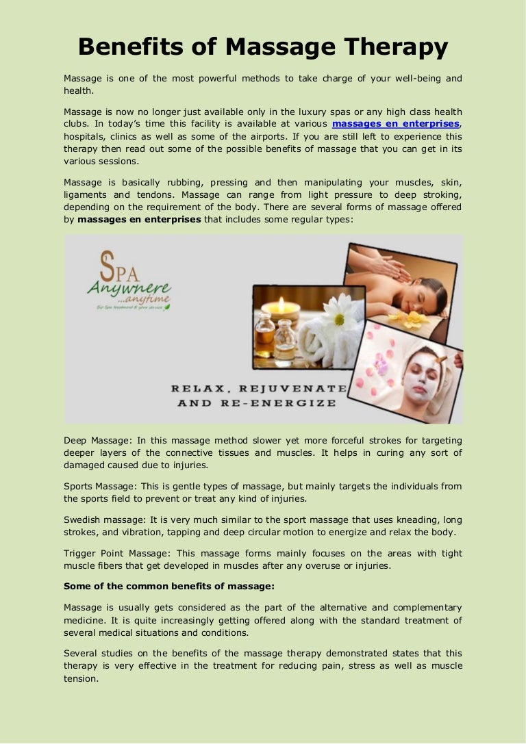 Benefits of massage therapy.