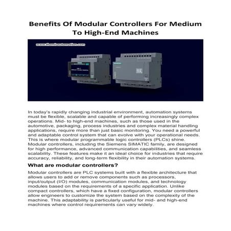 Benefits Of Modular Controllers For Medium To High-End Machines | PDF