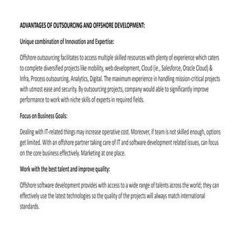 Benefits of offshore