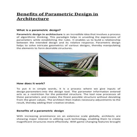 Benefits of parametric design in architecture