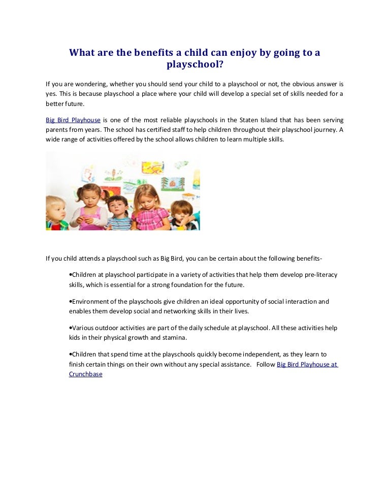 Benefits of pre school for children