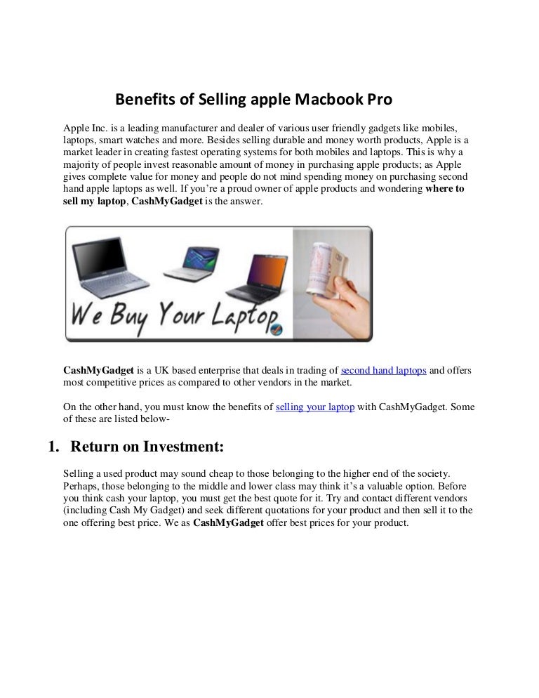 Benefits of Selling apple Macbook Pro
