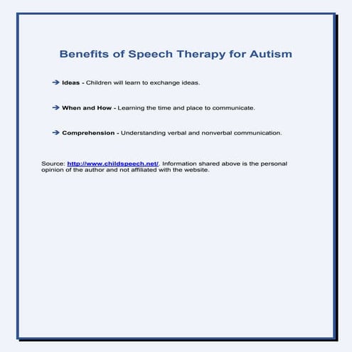 Benefits of Speech Therapy for Autism | PDF