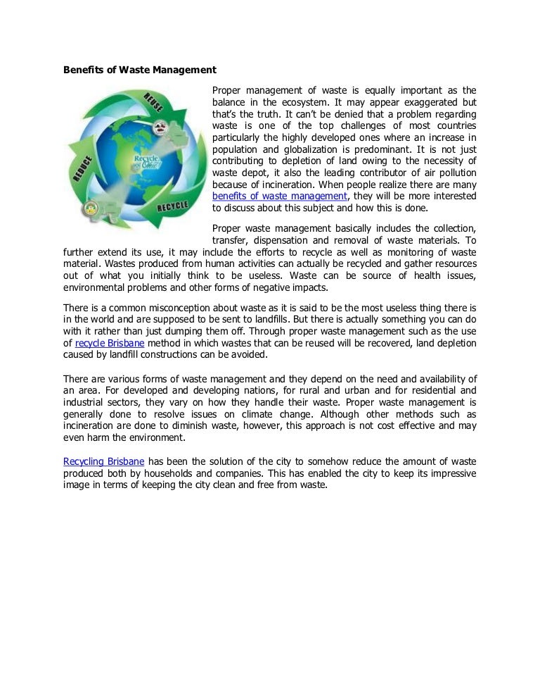 Benefits of waste management and how it should be done