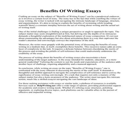 Benefits Of Writing Essays. Advantages And Disadvantages Essay Topics  Telegraph