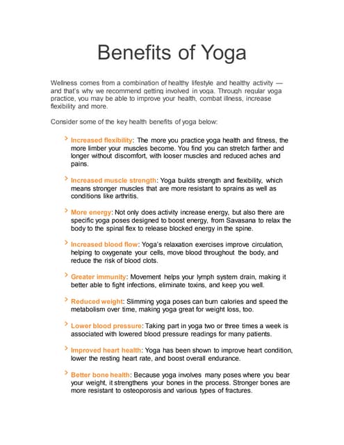 Benefits of yoga