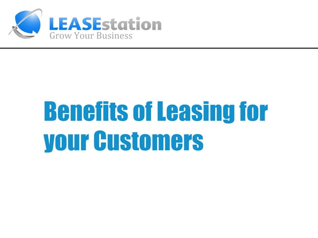 Benefits to customers
