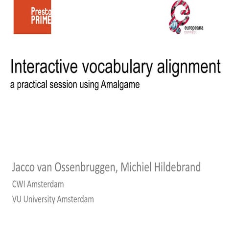 Intro talk for amalgame test with RCE; Beeld & Geluid