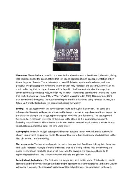 Ben Howard Advertisement analysis