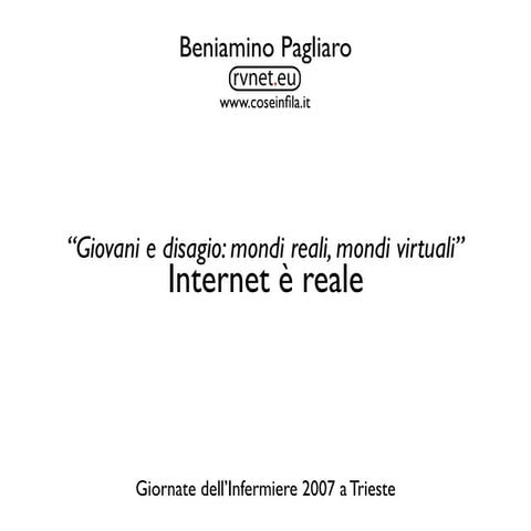Beniamino Pagliaro Keynote at Giornate dell'Infermiere 2007-Trieste