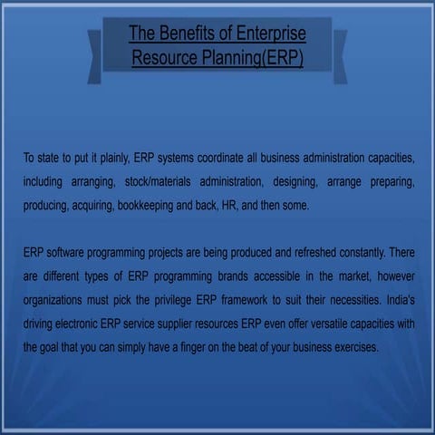 Benefits of ERP
