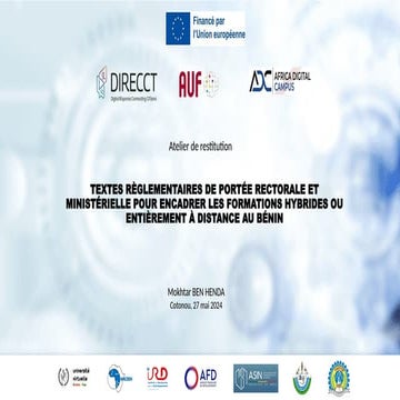 BENIN - Textes réglementaires de portée recorale et ministérielle pour l'ense...