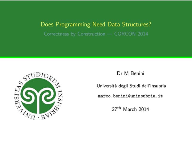 CORCON2014: Does programming really need data structures?