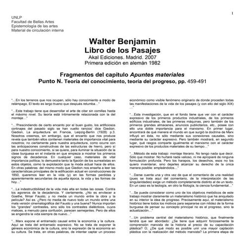 Benjamin  pasajes de parís- selección