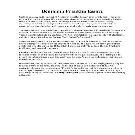 Benjamin Franklin Essays