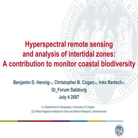 Hyperspectral remote sensing and analysis of intertidal zones: A contribution...