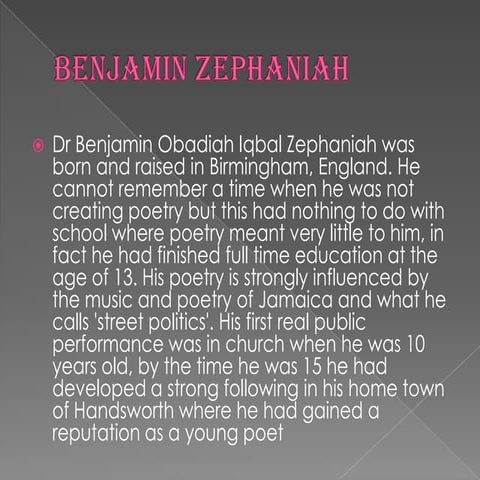 Benjamin zephaniah