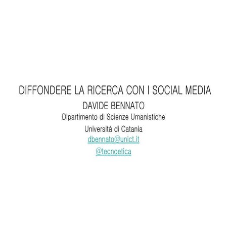 Diffondere la ricerca con i social media