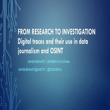 From Research to Investigation. Digital Traces and their Use in Data Journali...