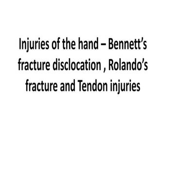 Bennett , rolando , tendon injuries