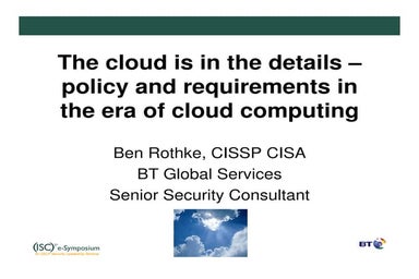 The Cloud is in the details webinar - Rothke