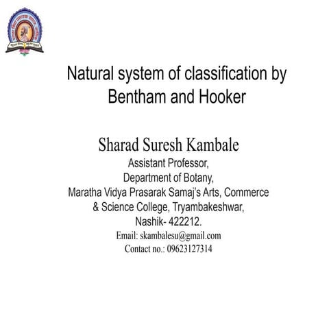 Bentham and hooker system of classification