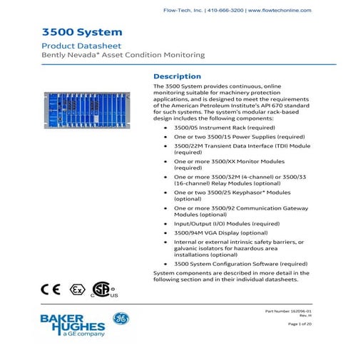 Bently Nevada 3500 System Datasheet