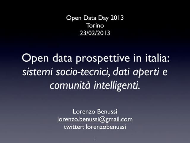 Open data e Comunità Intelligenti in italia