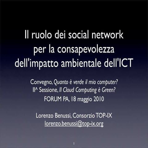 Il ruolo dei social network per la consapevolezza dell'impatto ambientale del...