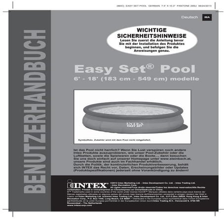Benutzerhandbuch easy set_pool - Intex Pool Shop