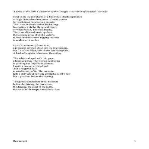 Ben Wright Poetry Portfolio