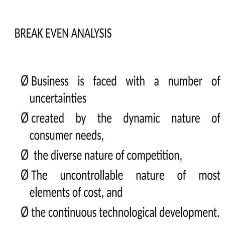Break Even analysis power point presentation