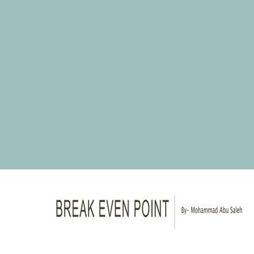 Break-Even Point 