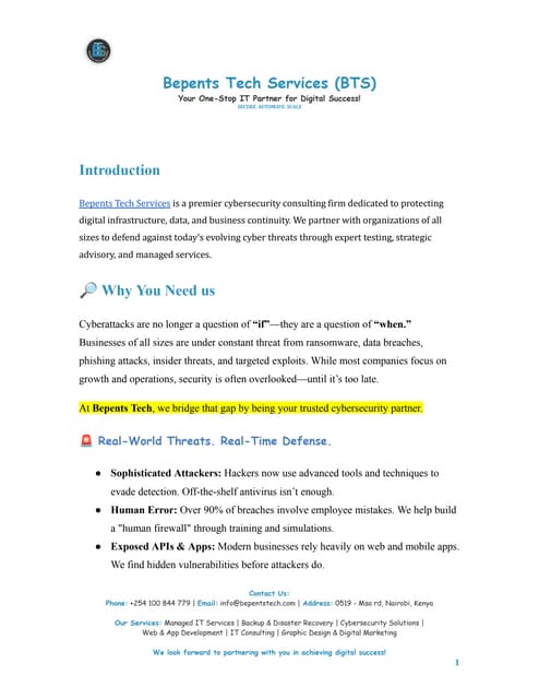 Bepents tech services - a premier cybersecurity consulting firm