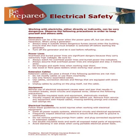 Be prepared electrical safety