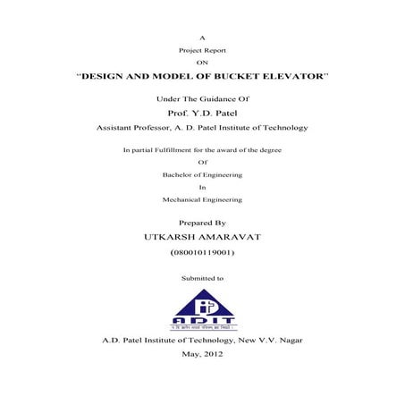 Design and Model of Bucket Elevator