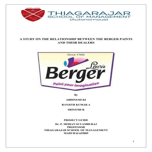 Berager paints   project report
