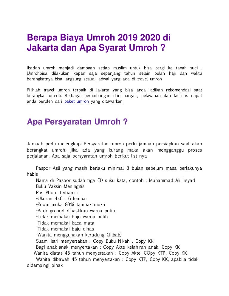 Berapa Biaya Umroh 2021 New Normal Pandemi Paket Terbaru