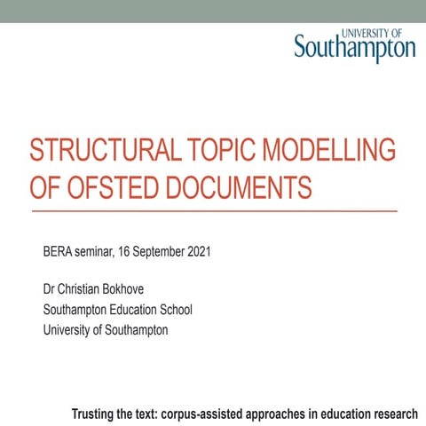 Structural Topic Modelling of Ofsted Documents