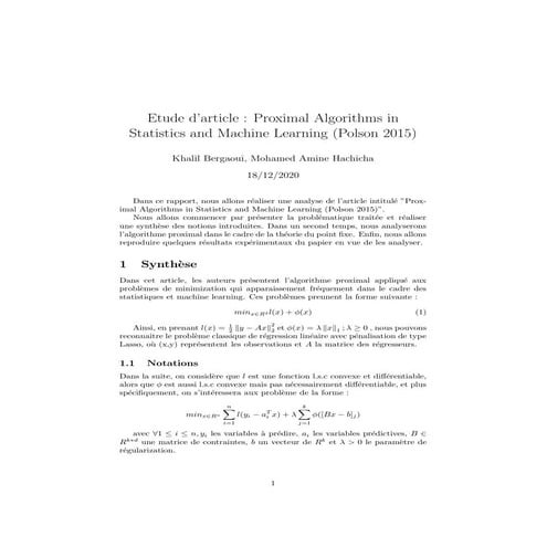 Etude d'article d'optimisation Proximal algorithms PDF